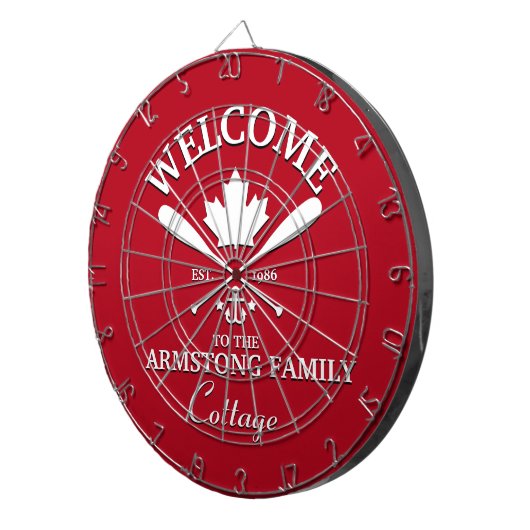 Familienaam | Aangepaste Canadese maaple Leaf Dartbord (Voorkant Rechts)