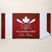 Familienaam | Aangepaste Canadese maaple Leaf Strandlaken (Voorkant)