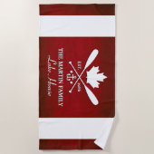 Familienaam | Aangepaste Canadese maaple Leaf Strandlaken (Voorkant)