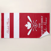 Familienaam | Aangepaste Canadese maaple Leaf Strandlaken (Voorkant)