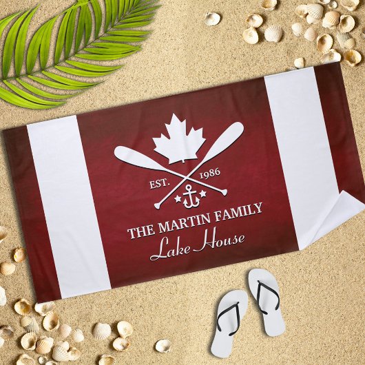 Familienaam | Aangepaste Canadese maaple Leaf Strandlaken