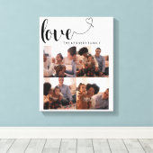 Familienaam Aangepaste foto Collage Love Heart Fam Canvas Afdruk (Insitu (Houten vloer))