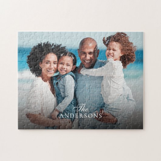 Familienaam & aangepaste foto legpuzzel (Horizontaal)