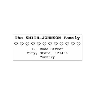 Familienaam + Adres + Heet Rubber Stempel