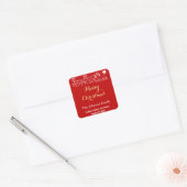 Familienaam Adres Merry KerstRed Gold Santa Vierkante Sticker (Envelop)