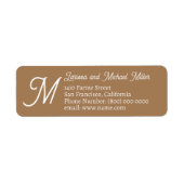 Familienaam & Adres Monogramed Light Brown Etiket (Voorkant)