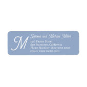 Familienaam & Adres monogrammus dusty blue Etiket (Voorkant)