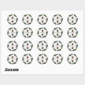 Familienaam Adres RSVP Witte Kerstboom Ronde Sticker (Vel)