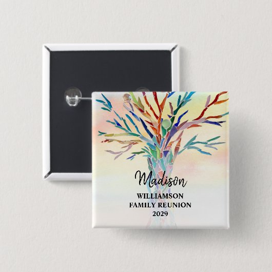 Familienaam B Vierkante Button 5,1 Cm (Voorkant /achterkant)