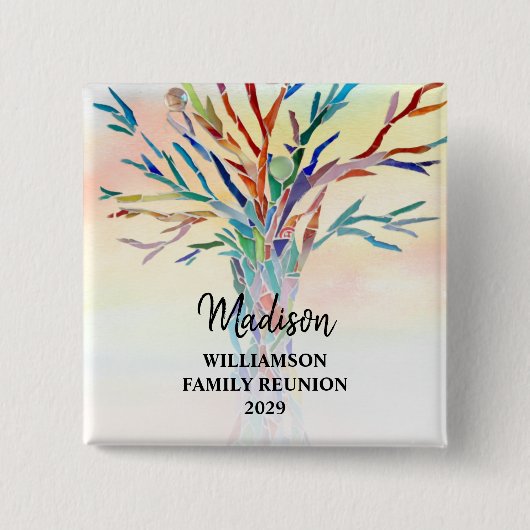 Familienaam B Vierkante Button 5,1 Cm (Voorkant)