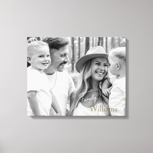 Familienaam B/W Portret Groot Canvas Afdruk (Voorkant)