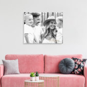 Familienaam B/W Portret Groot Canvas Afdruk (Insitu (Woonkamer))