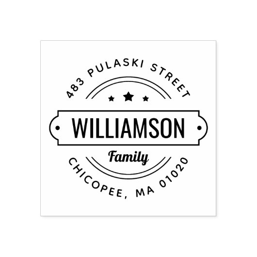 Familienaam Badge Retouradres Stempel (Afrduk)