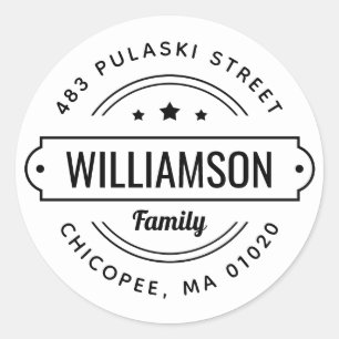 Familienaam Badge Rond Retouradres Etiket