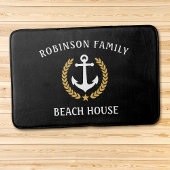 Familienaam Beach House Anchor Gold Laurel Black Badmat