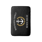 Familienaam Beach House Anchor Gold Laurel Black Badmat (Voorkant Verticaal)