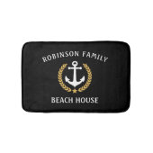 Familienaam Beach House Anchor Gold Laurel Black Badmat (Voorkant)