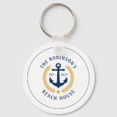 Familienaam Beach House Anchor Gold Laurel Star Sleutelhanger (Achterkant)