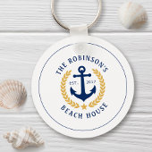 Familienaam Beach House Anchor Gold Laurel Star Sleutelhanger