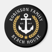 Familienaam Beach House Anchor Gold style Laurel Magneet (Voorkant)