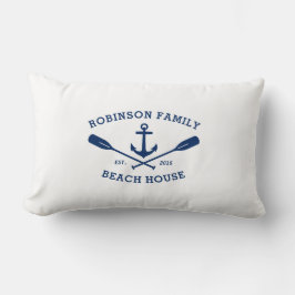 Familienaam Beach House Boat Anchor Crossed Oars Kussen