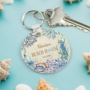 Familienaam Beach House Coral Reef Sleutelhanger