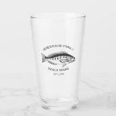 Familienaam Beach House Fish Glas (Voorkant)