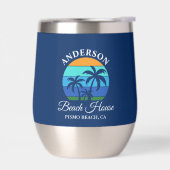 Familienaam Beach House Sun Palm Trees Blauw (Links)