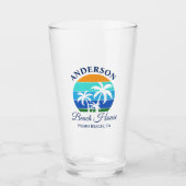 Familienaam Beach House Sun Palm Trees Glas (Voorkant)