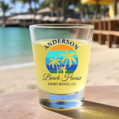 Familienaam Beach House Sun Palm Trees Shot Glas