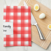 Familienaam Bewerkbaar Rood Wit Retro Plakken Patt Theedoek (Quarter Fold)