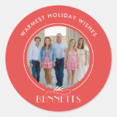 Familienaam Bewerkbare Kleur Vakantie Sticker Seal (Voorkant)