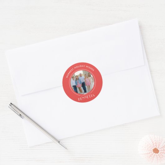 Familienaam Bewerkbare Kleur Vakantie Sticker Seal (Envelop)