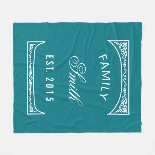 Familienaam Biscay Bay Elegant gepersonaliseerd Fleece Deken (Voorkant (Horizontaal))