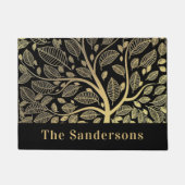 Familienaam Black Gold Leaves Deurmat (Voorkant)