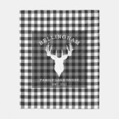 Familienaam Black White Gingham Pset Lake House Fleece Deken (Voorkant)