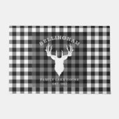 Familienaam Black White Lake House Gingham Plays Deurmat (Voorkant)