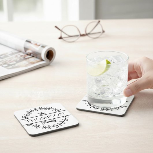 Familienaam bloemenkrans bier onderzetter