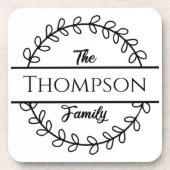 Familienaam bloemenkrans bier onderzetter (Voorkant)