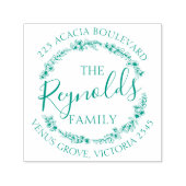 Familienaam bloemenkrans retour adres stamper  zelfinktende stempel (Design)