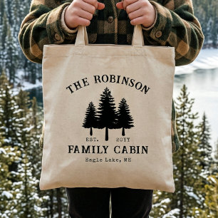Familienaam Blokhut Rustieke Landelijke Bomen Stij Tote Bag