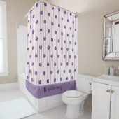  familienaam Blush & Violet Stripes, Flowers Douchegordijn (In situ)