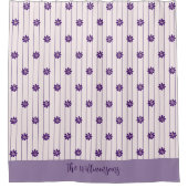  familienaam Blush & Violet Stripes, Flowers Douchegordijn (Voorkant)