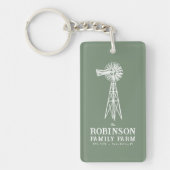 Familienaam Boerderij Rustic Windmill Sage Green 2 Sleutelhanger (Voorkant)
