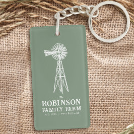 Familienaam Boerderij Rustic Windmill Sage Green 2 Sleutelhanger
