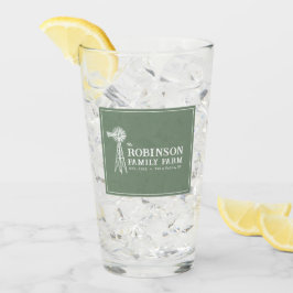 Familienaam Boerderij Rustic Windmill Sage Green Glas