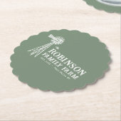 Familienaam Boerderij Rustic Windmill Sage Green Kartonnen Onderzetters (Gekanteld)