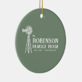 Familienaam Boerderij Rustic Windmill Sage Green Keramisch Ornament (Rechts)