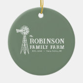 Familienaam Boerderij Rustic Windmill Sage Green Keramisch Ornament (Voorkant)