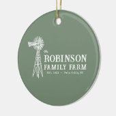 Familienaam Boerderij Rustic Windmill Sage Green Keramisch Ornament (Links)